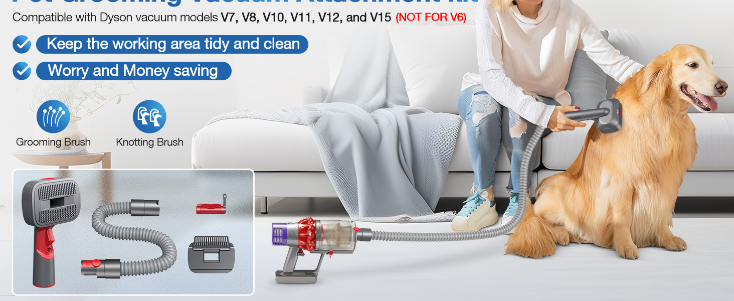 Dog Grooming Vacuum Attachment Kit