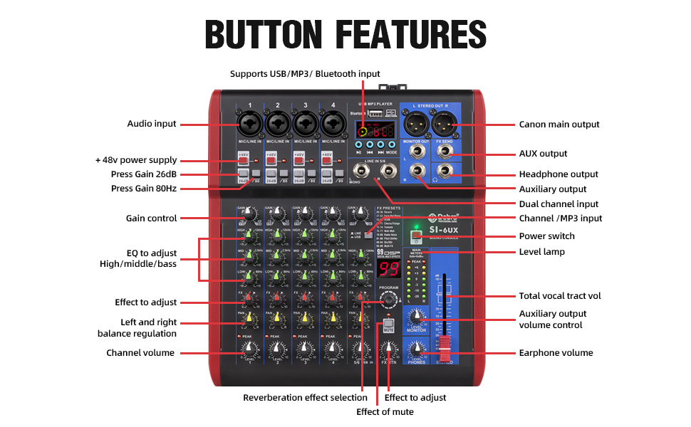 D Debra SI Series Professional Portable Recording Mixer