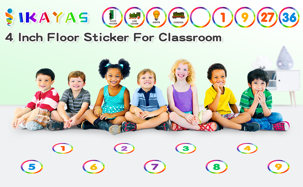 Line Up Dots for Classroom Floor 48Pcs 4" Floor Numbers for