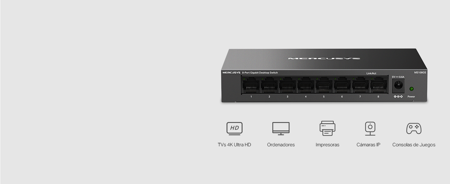 MS108GS - Switch de Escritorio de 8 Puertos Gigabit