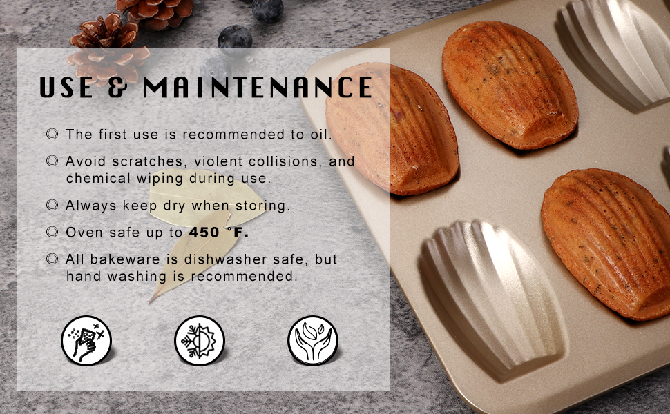 Madeleine Cookies Pan 2 Pack HONGBAKE 12Cavity Heavy