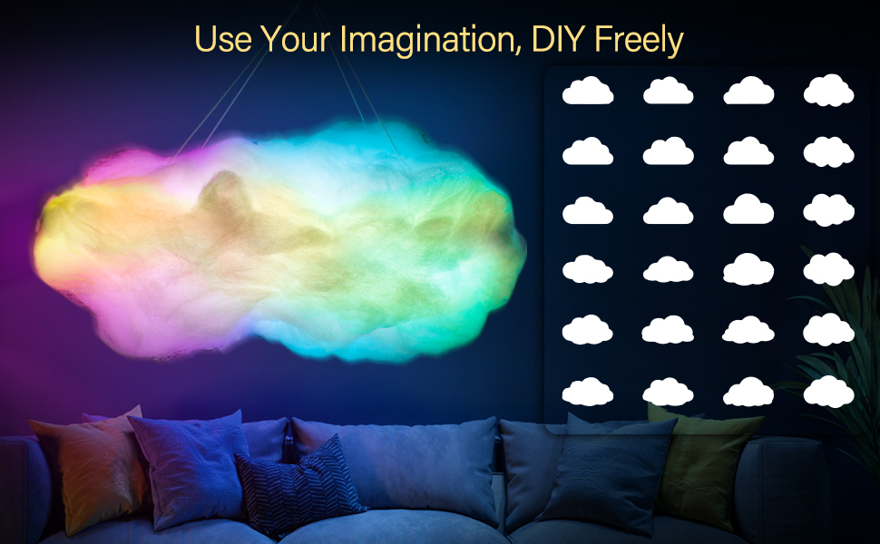 OJQ 3D Cloud Lightning Light Led Lamp Multicolor Fluffy Bedroom