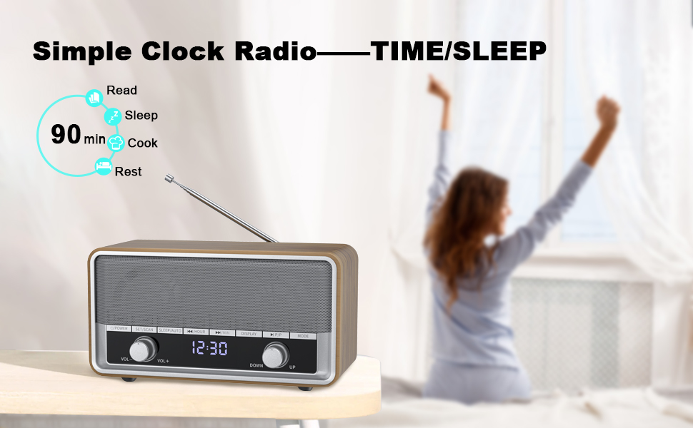 Audiocrazy AM FM Radio Plug in Wall, Radio with Bluetooth