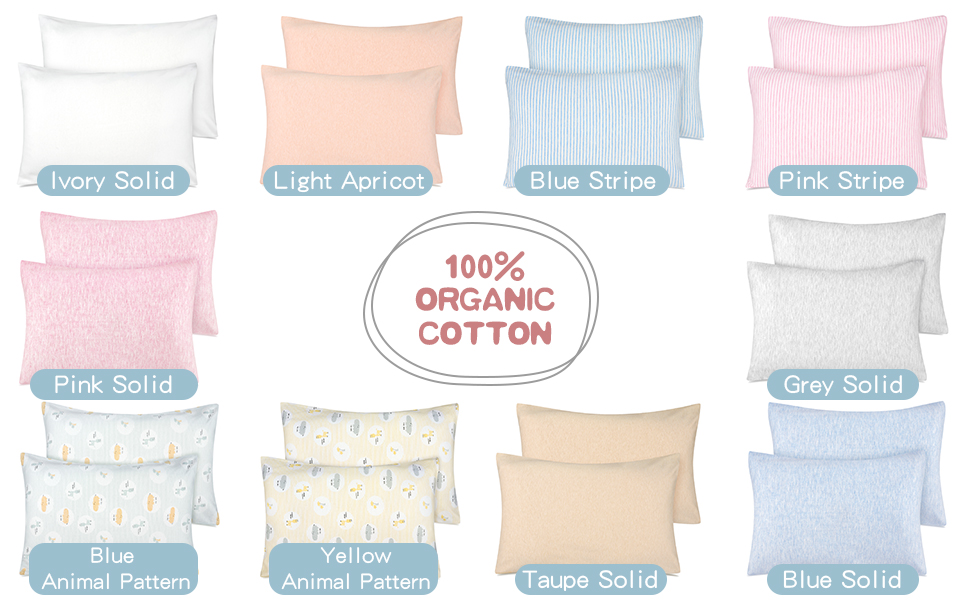 Organic Cotton Toddler Pillowcase/Travel Pillowcase Pack of
