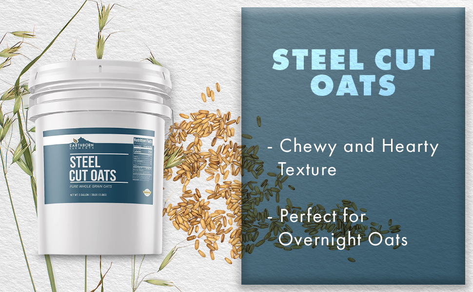 Earthborn Elements Steel Cut Oats 5 Gallon, Also Called Irish Oatmeal, Breakfast