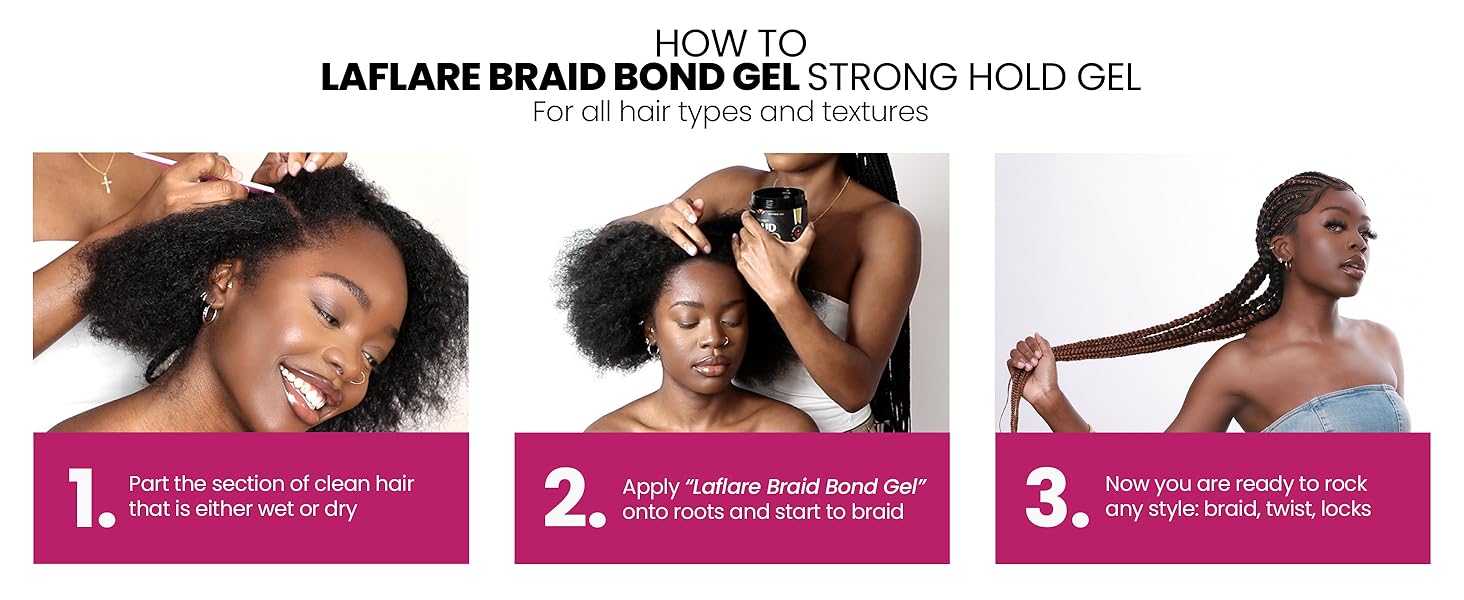 Stong Hold Gel, All Hair types and Texture, Braid Bond Gel