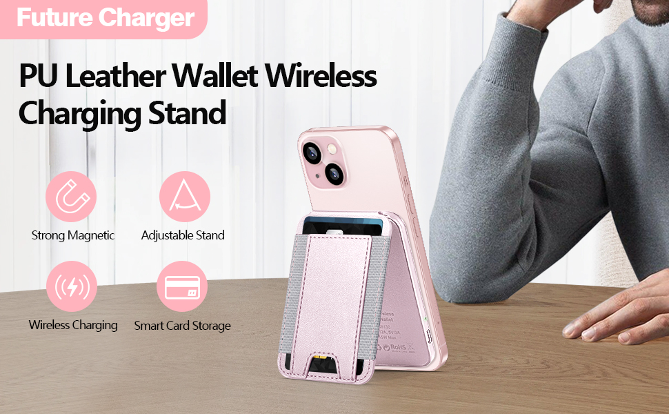 For Magsafe Wallet Stand Pink