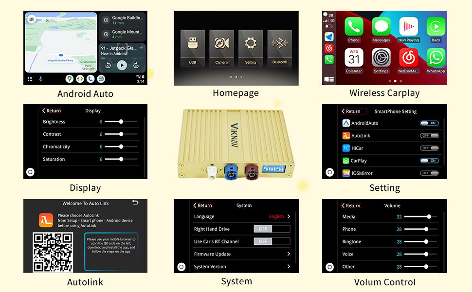 android auto wireless carplay linux system homepage volum control