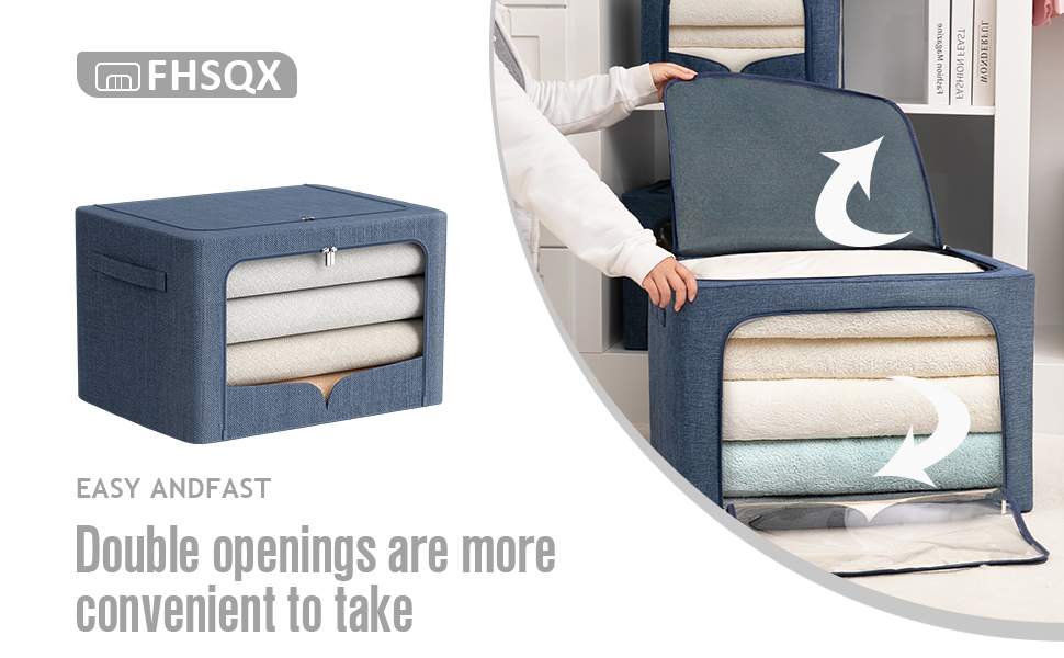 3 Pack Clothes Storage Bins Foldable Metal Frame Storage Box