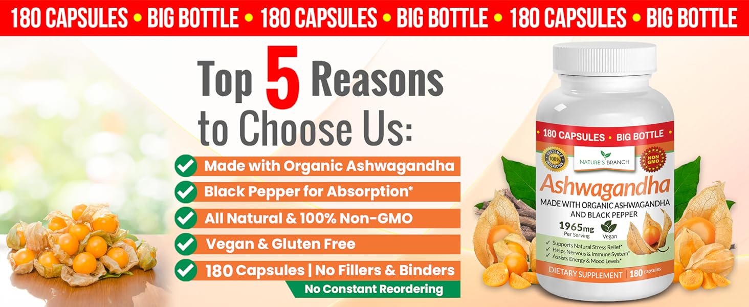 orgnaic ashwagandha supplements with black pepper 180 capsules benefits complex vegan chill pill