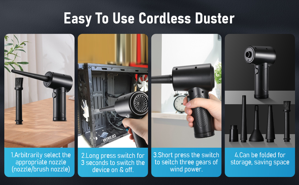 Compressed Air Duster 3 Gear Speed 50000 RPM Electric Air Duster