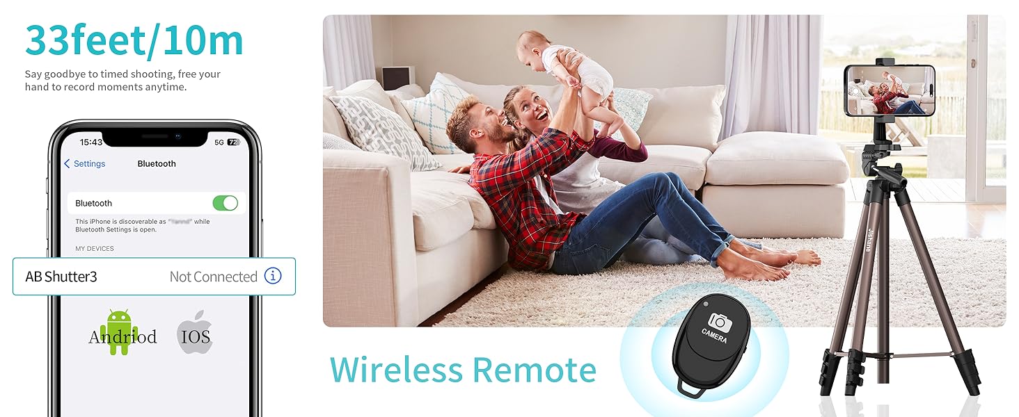 camera and phone tripod with remote