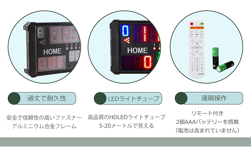 Amazon | Spolehli LED 14桁スコアボード スポーツタイマー デジタル式 IP65防水 屋外用可能 壁取り付 電子得点板