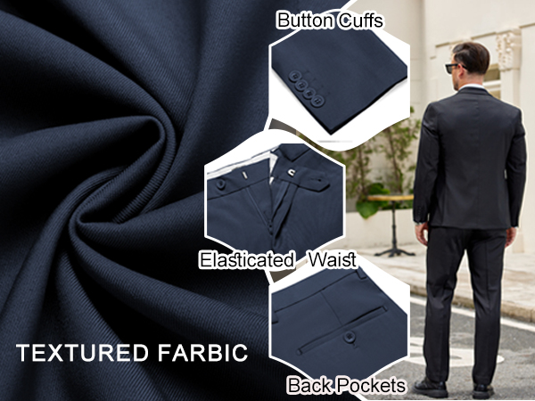 COOFANDY Mens 2 Piece Suit Slim Fit 2 Button Formal Jacket