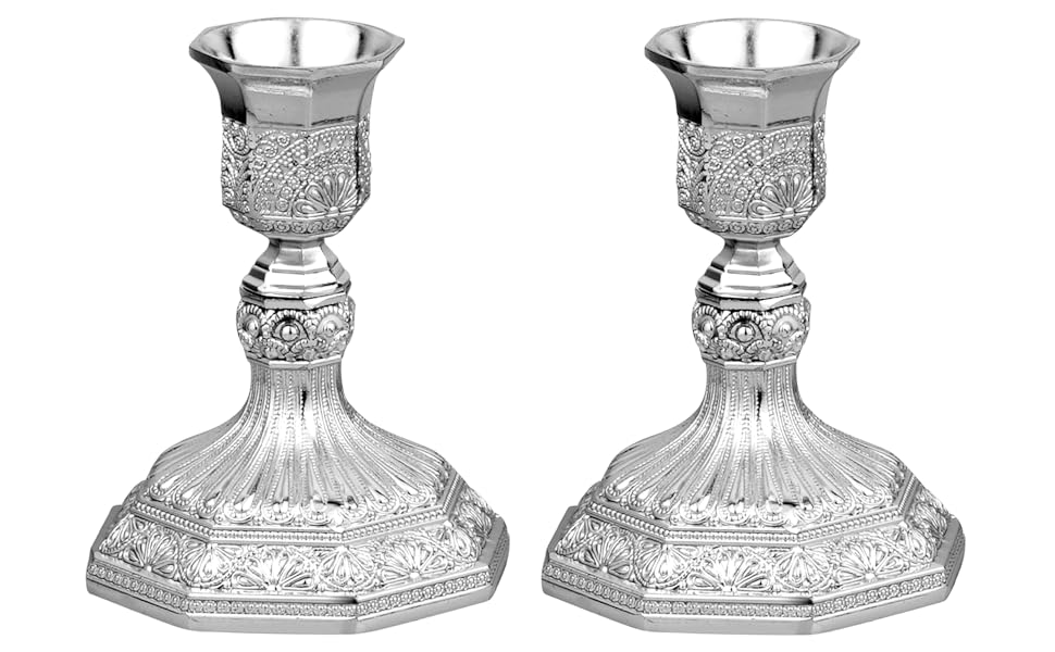 Silver Plated Candlestick Holders Set of 2 Shabbat Candle