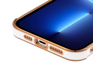 ZTOFERA Compatible with iPhone 15 Pro Max (6.7") Case for Girls Women, Flexible Silicone Protective Phone Case with Cute Love Heart Pattern Gold Edging Shockproof Bumper Cover, White 19 iPhone 15 Pro Max case perfect cutouts