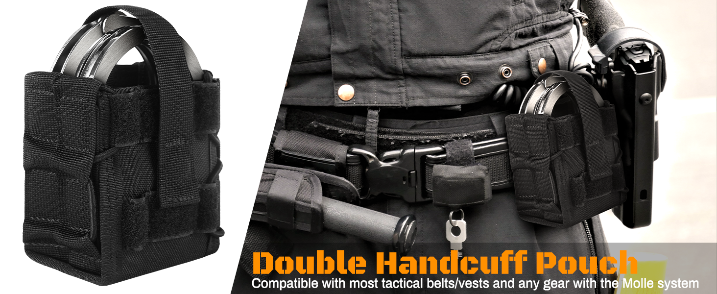 VOTAGOO Double Handcuff Pouch, OpenTop MOLLE Tactical