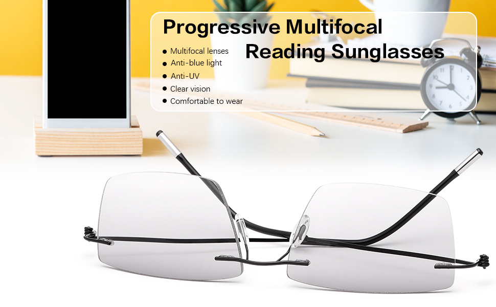 TRIFOCAL NO LINE 3 IN 1 FOCUS STRENGTH FASHION READING SUNGLASSES