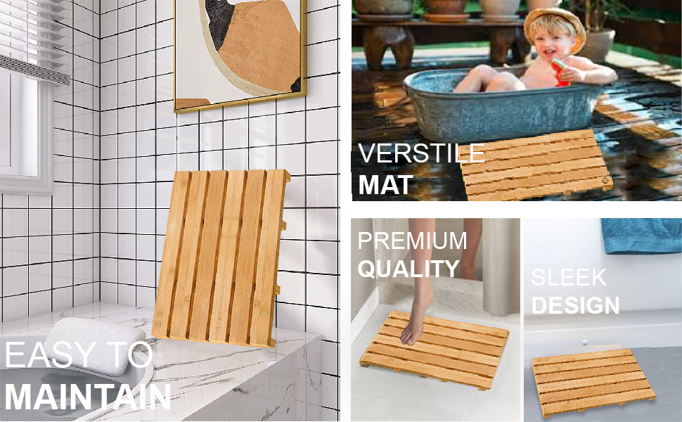 MantraRaj Bathroom Duckboard Bamboo Bath Mat Wooden Bath Mats For