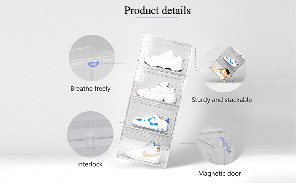 OMOPIN 8 Pack XL Shoe Storage Box Organizer,Drop Side Large Shoe Boxes