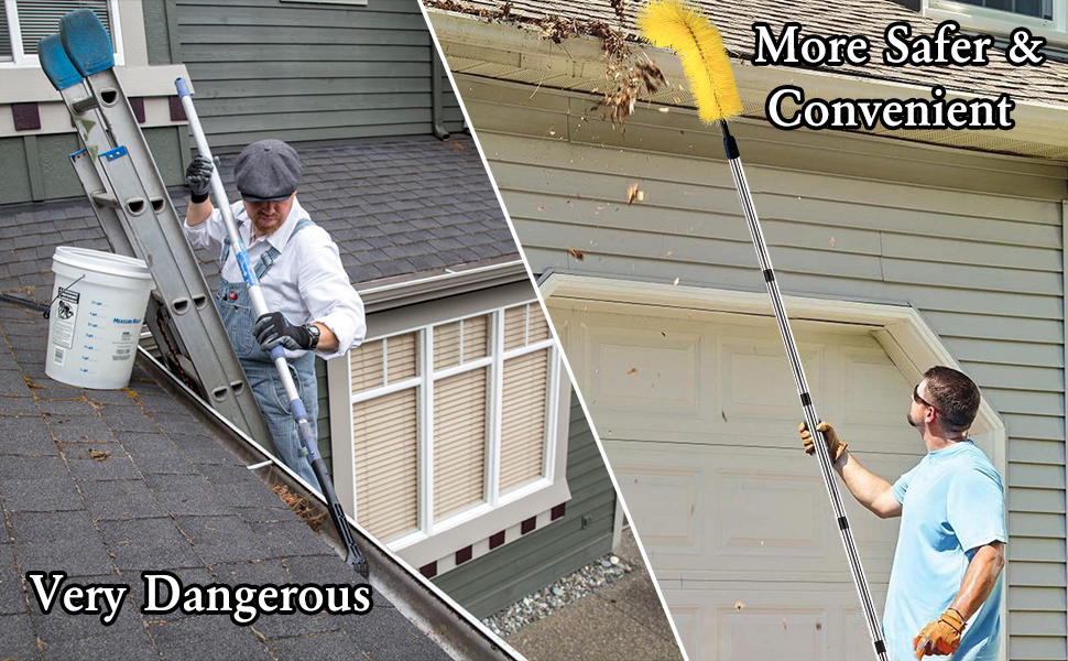 LAIAMER Gutter Cleaning Tools from The Ground, 8.2ft Gutter Cleaner