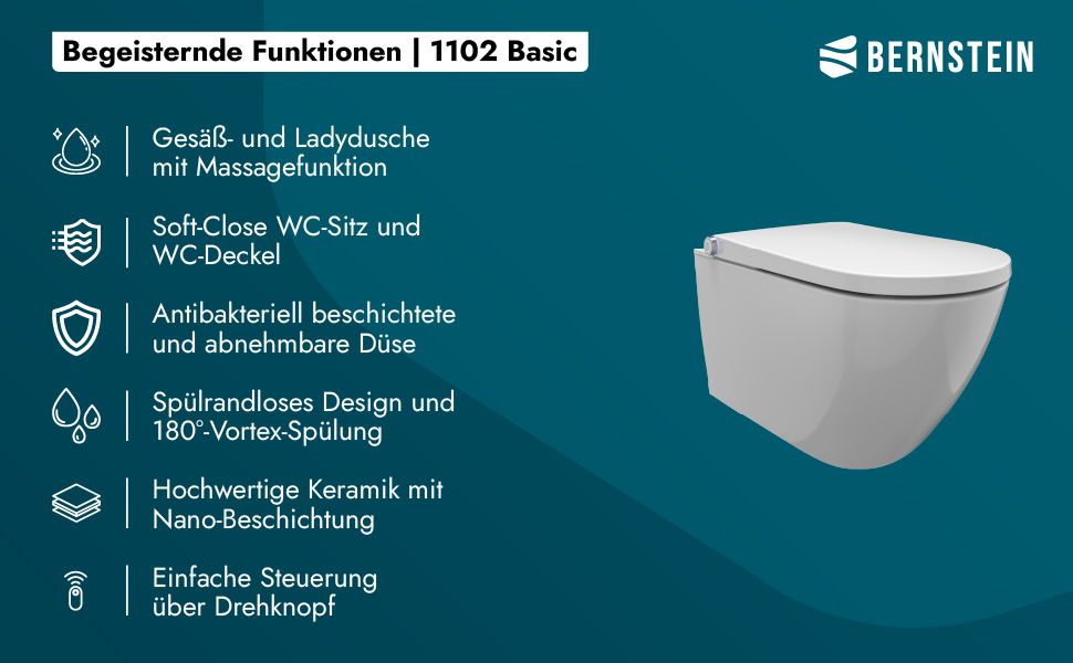 Bernstein Dusch-WC Pro+ 1102: Ein neuer Standard für Hygiene und Komfort