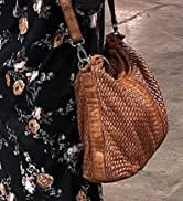 Leather Tote Bag for Women - Washed Leather Hand-Woven Shoulder Bag Hobo Crossbody Travel Handbag...