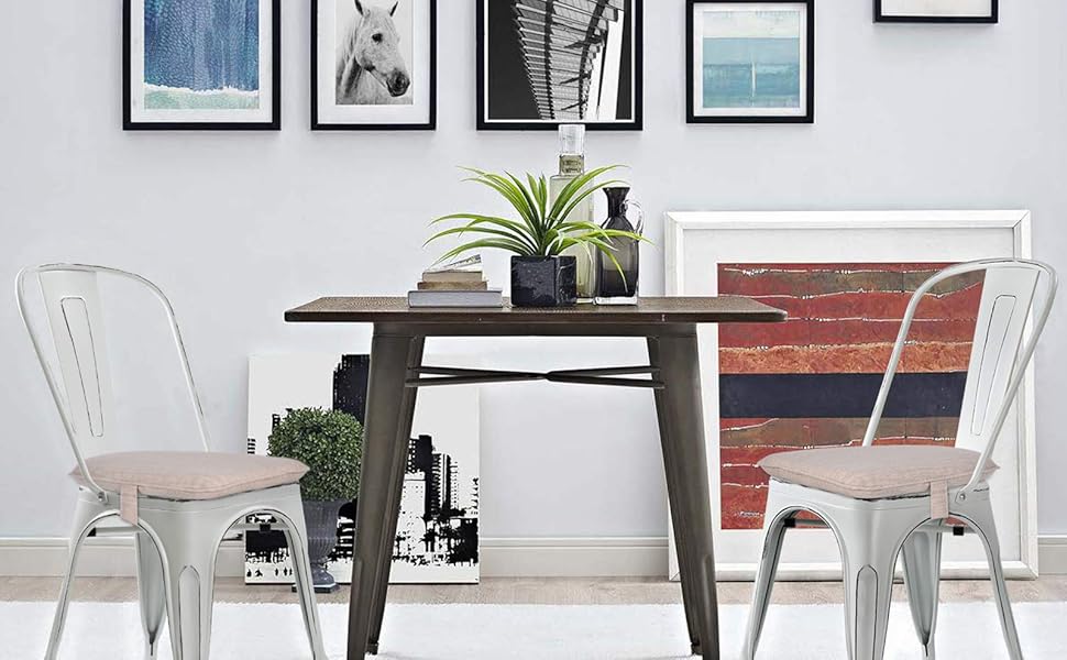 baibu Set of 4 Super Soft Metal Dining Chair Pads Bar Stool Cushion with Ties for