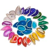 Rockcloud 10 Pcs Agate Light Table Slices, Healing Crystals Geode Stones,Irregular Home Decoratio...