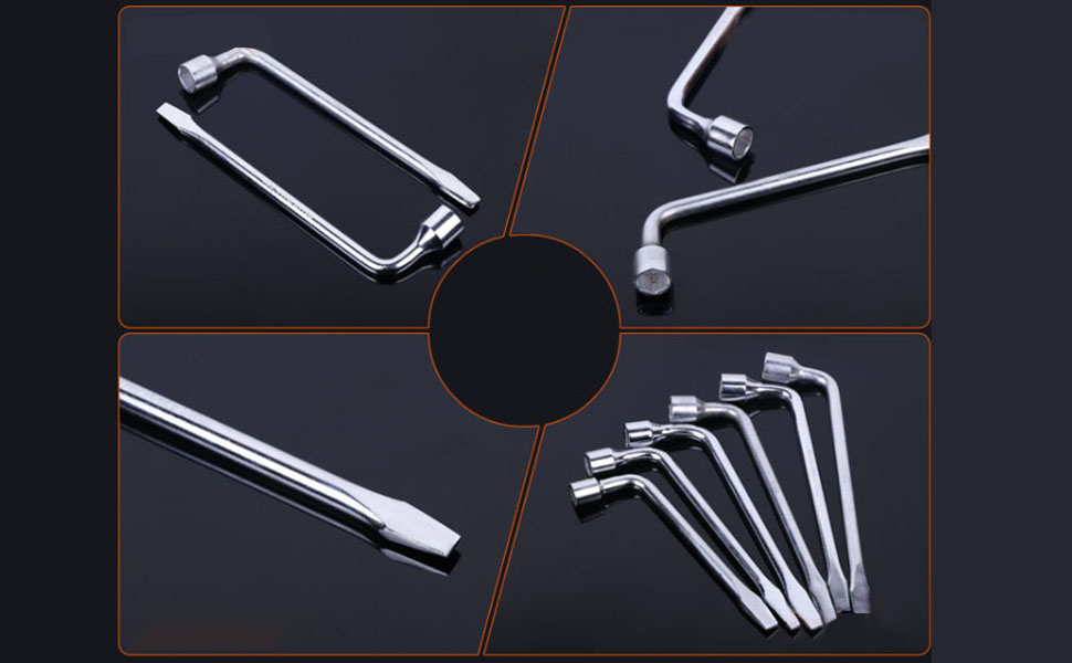 Utoolmart Car Spare Tire Lug Wrench for Jack L Type Hexagon 19mm Slotted End