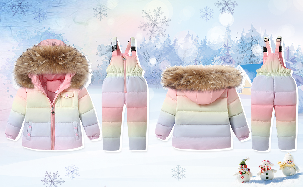Baby girl Winter Down Coats Snowsuit Outerwear Clothes Hooded Jacket Snow Ski Bib Pants Outfits Set