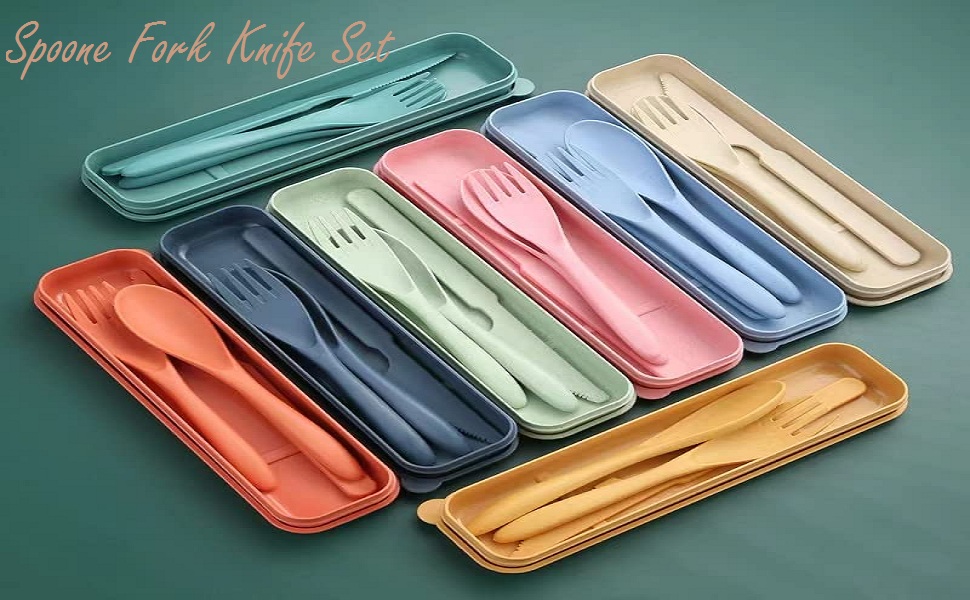 GION Unbreakable SpoonForkKnife Set Wheat Straw Cutlery Set with