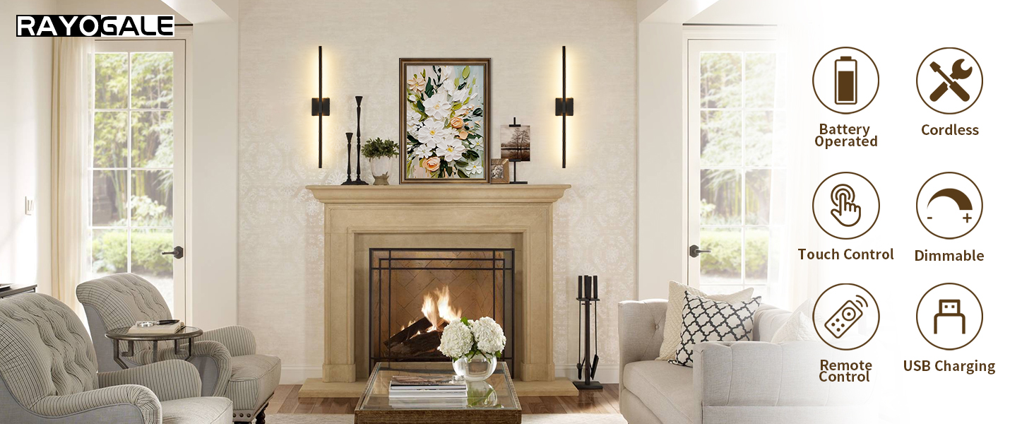 Matte Black Battery Operated Wall Sconces
