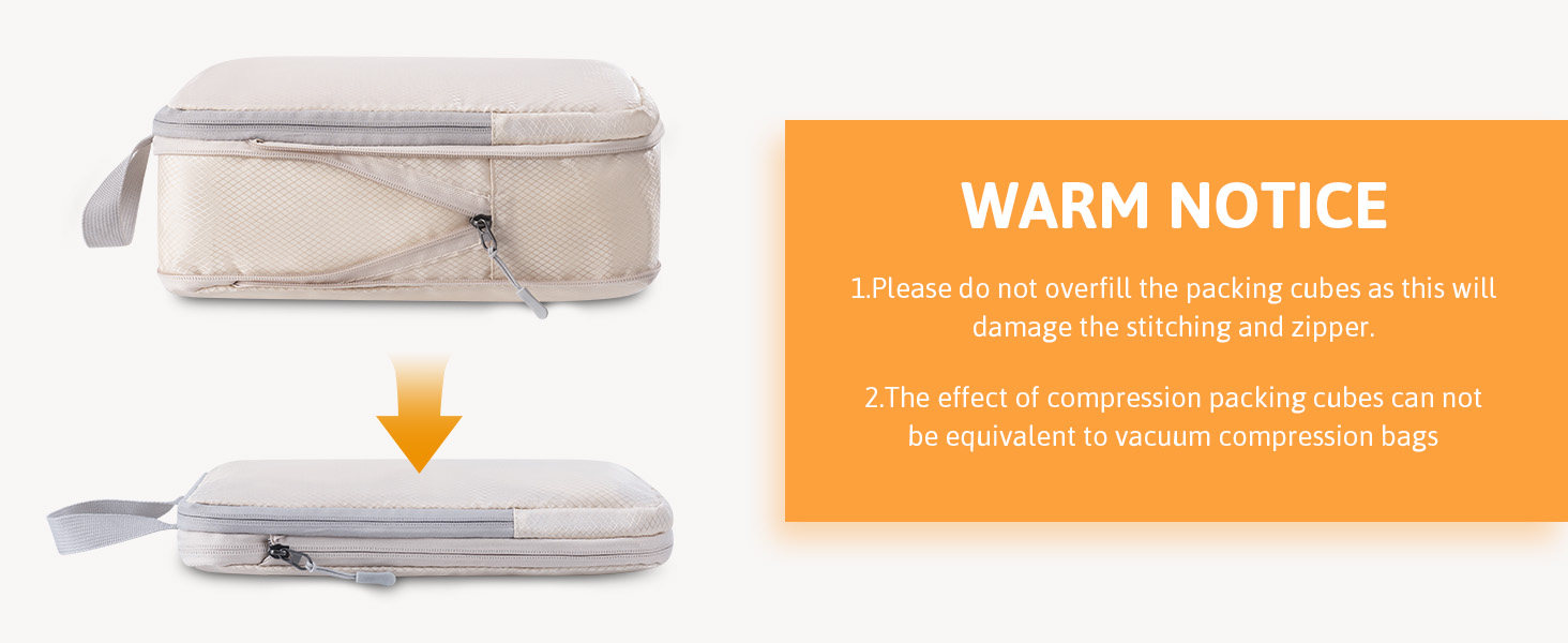 Meowoo Compression Packing Cubes for Suitcases, 3Pcs Extensible