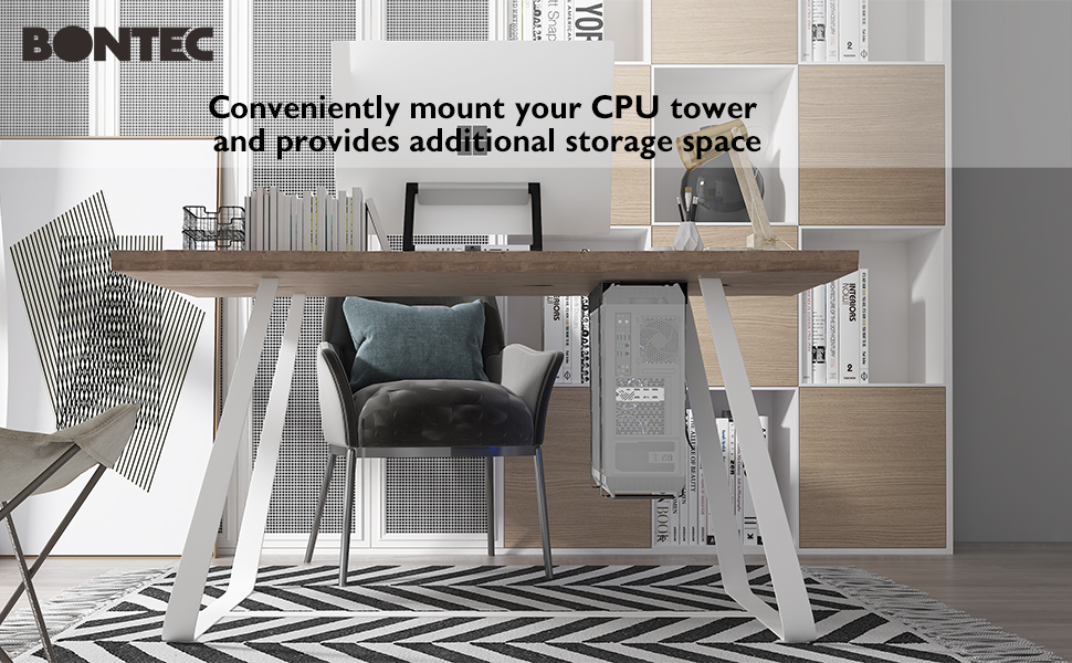 BONTEC Under Desk PC Mount Economical CPU Holder Desktop Computer Mount