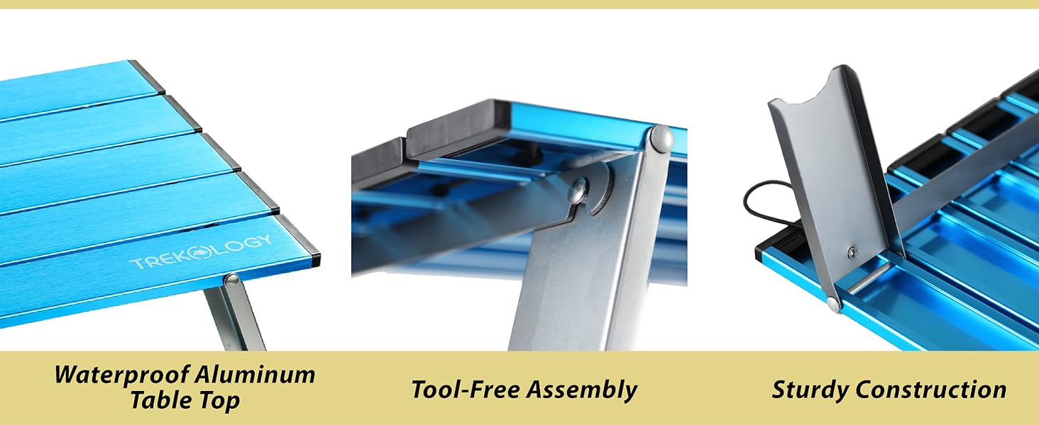 TREKOLOGY Small Portable Table for Beach, Aluminum Beach Side Table, Beach Tables
