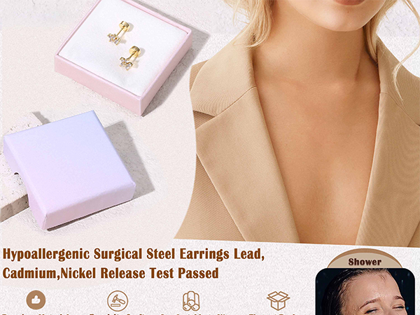 Hypoallergenic Flat Back Stud Earrings
