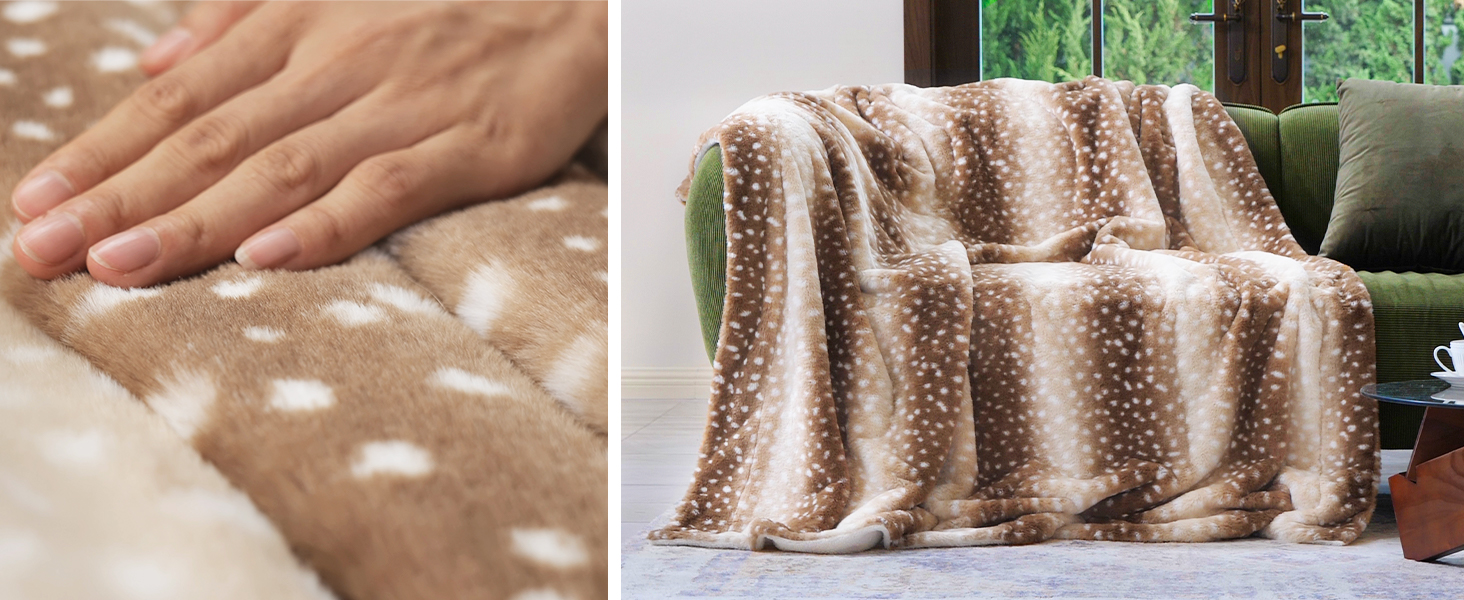 Cozy Bliss Luxury Faux Fur Throw Blanket Animal Striped