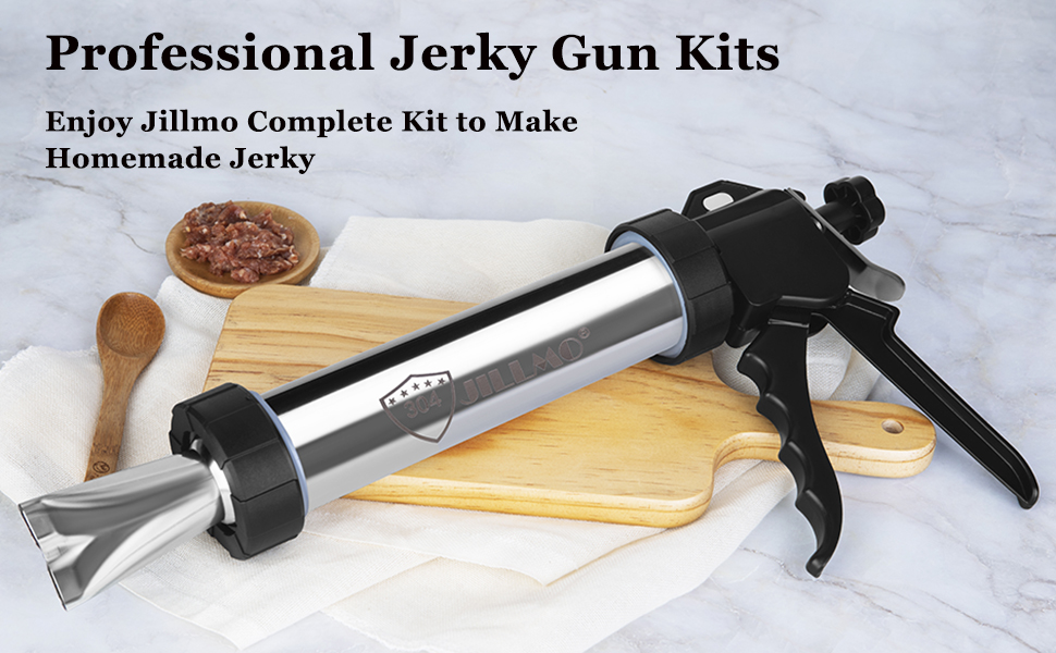 Jillmo Jerky Gun, Stainless Steel Jerky Maker, Jerky Gun