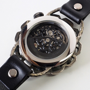 ハンドメイド 手作り 機械式 腕時計 ウォッチ スケルトン 蓄光 スチームパンク アンティーク レトロ 大きい おしゃれ メンズ レディース 革 革ベルト 本革 日本製 国産