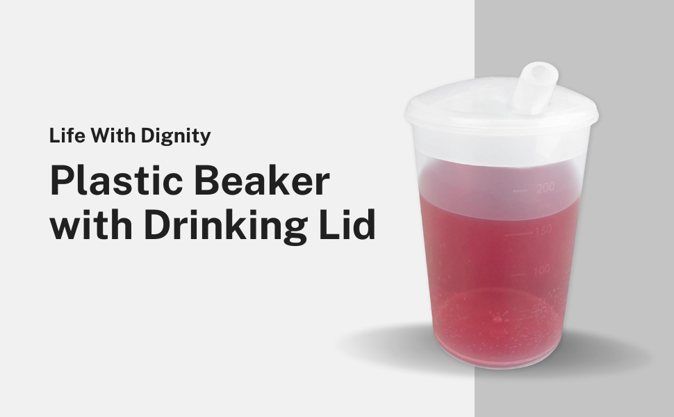 Plastic Beaker with Drinking Lid Pack of 3 Adult Drinking Cup
