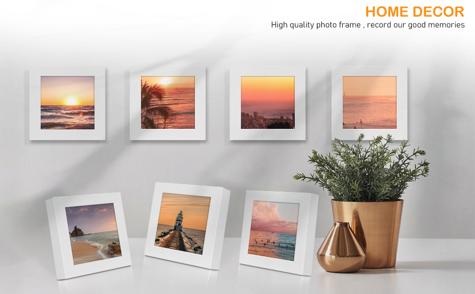 AUEAR, 4x4 Square Picture Frame, Solid Wood and High