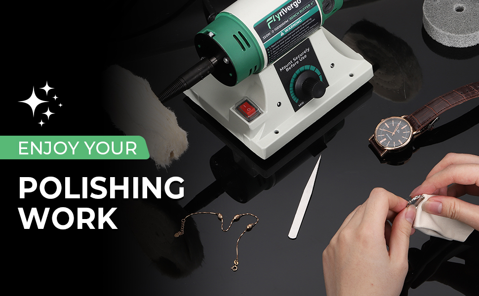 Flyrivergo Bench Buffer, Jewelry Polisher, Adjustable Variable Speed