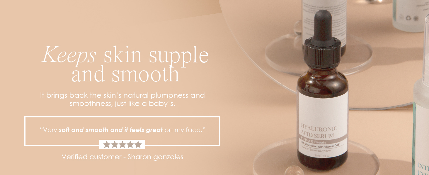 hyaluronic acid serum for face hydrating plumping moisturizing anti-aging anti-wrinkle elasticity