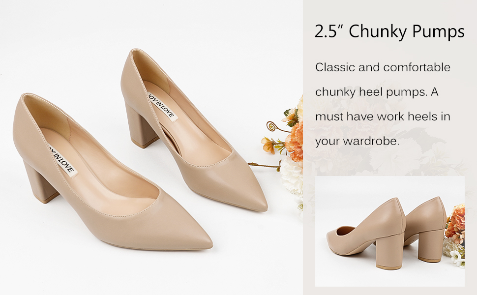 2.5 inches chunky pumps