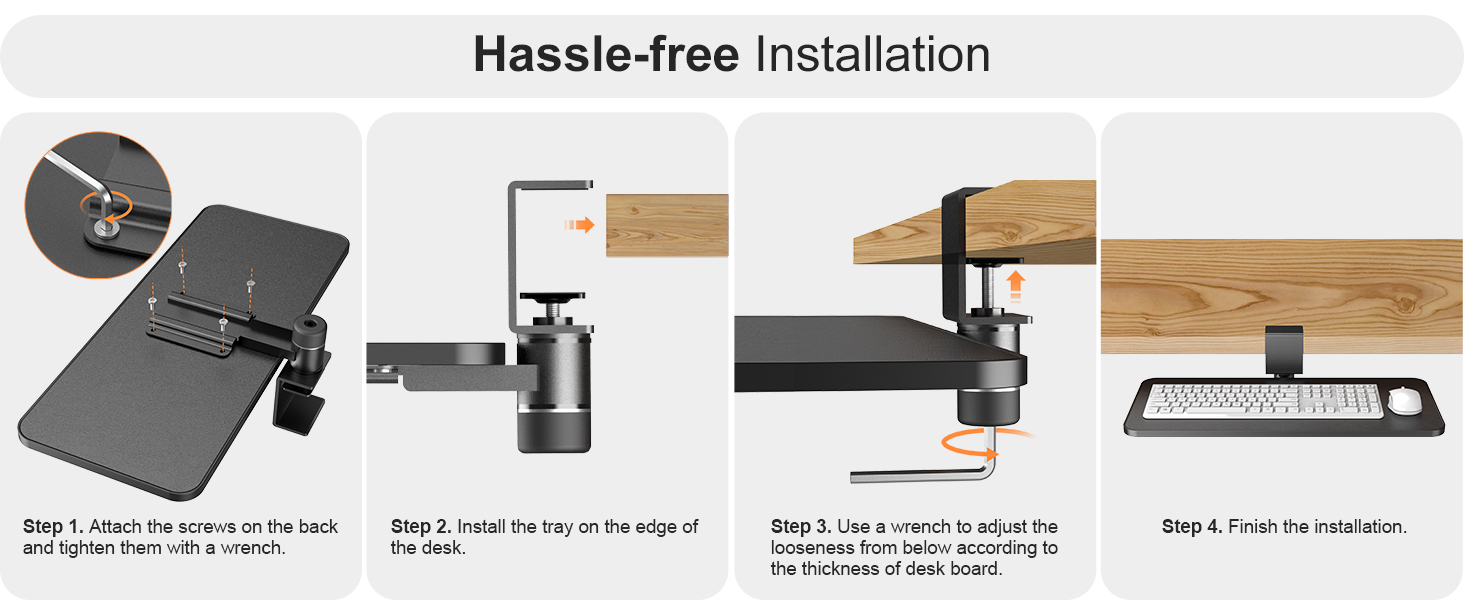 Rotating Keyboard Tray Under Desk Klearlook PU Leather Keyboard