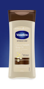 Vaseline Intensive Care Cocoa Radiant Body Oil 200 ml featuring 100% natural cocoa butter