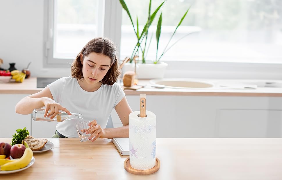 Wood Paper Towel Holder Countertop, Paper Towel Standing