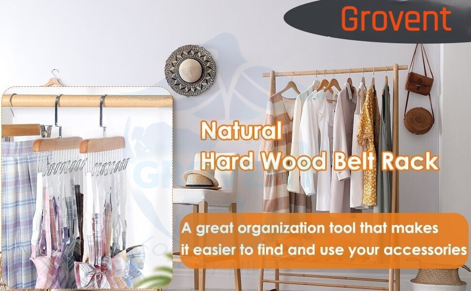 Wooden Hanger For Clothes Hanging, Hangers For Wardrobe And Cupboard, 8 Hook Adjustable Clothes Hanger For Lingerie, Belt, Scarf, Tie, Garments And Accessories (1 Pcs) 1 logo