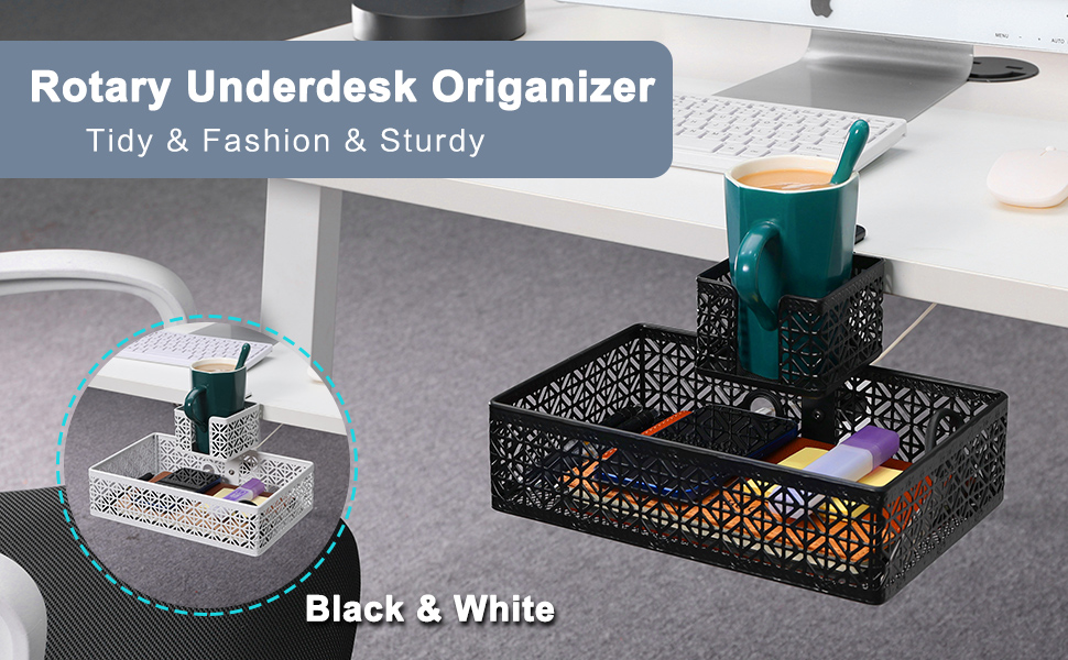Aurynns Under Desk Drawer Organizer Clipon Cup Holder